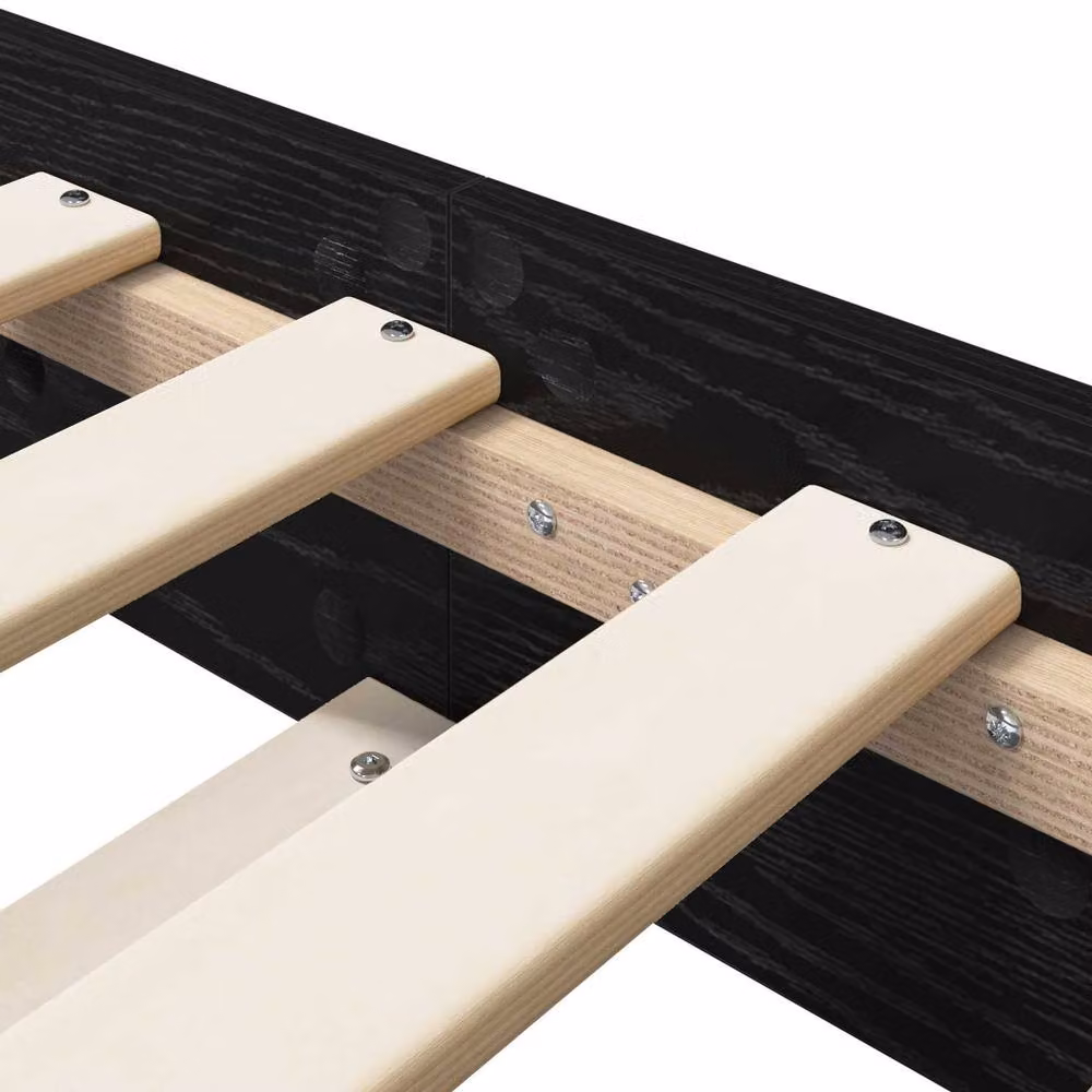 Berkfield Home Black Oak Bed Frame, W: 80 cm, L: 200 cm, Engineered Wood – 3