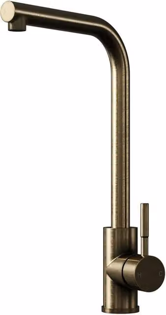 Balterley L-Neck Kitchen Sink Mixer Tap in Brushed Antique Brass and Brown