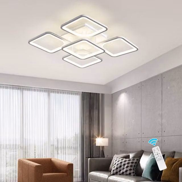 NIVOR LED Leaf Ceiling Light, 76W Dimmable Flush Mount with Remote Control, White