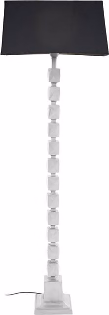 Fifty Five South Orsina Large Faceted Floor Lamp with White Fabric Shade and Black Metal Cube Base