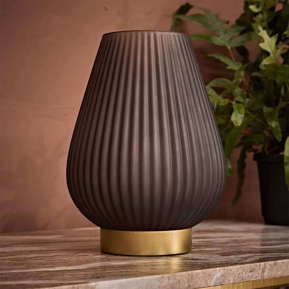 Atkin and Thyme Phoebe Table Lamp in Grey and Gold/Brass