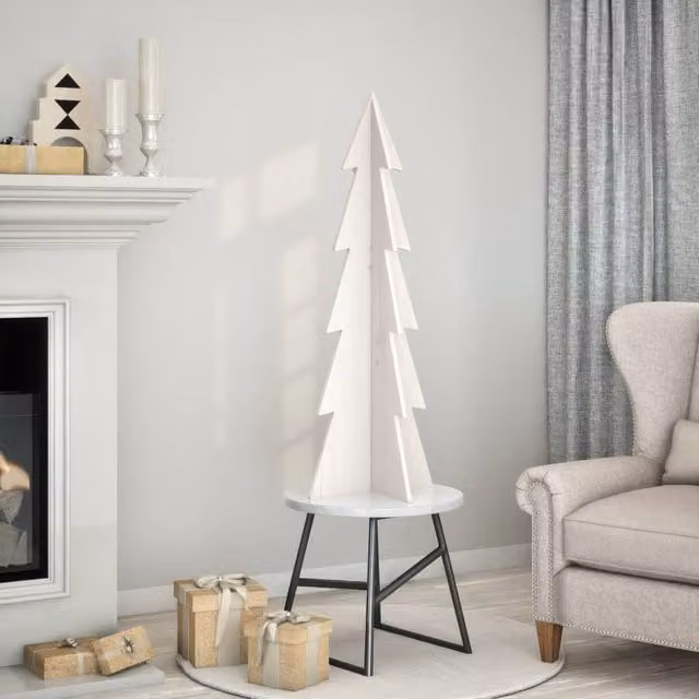 Berkfield Home White Wooden Christmas Tree, Height: 112 cm – 1