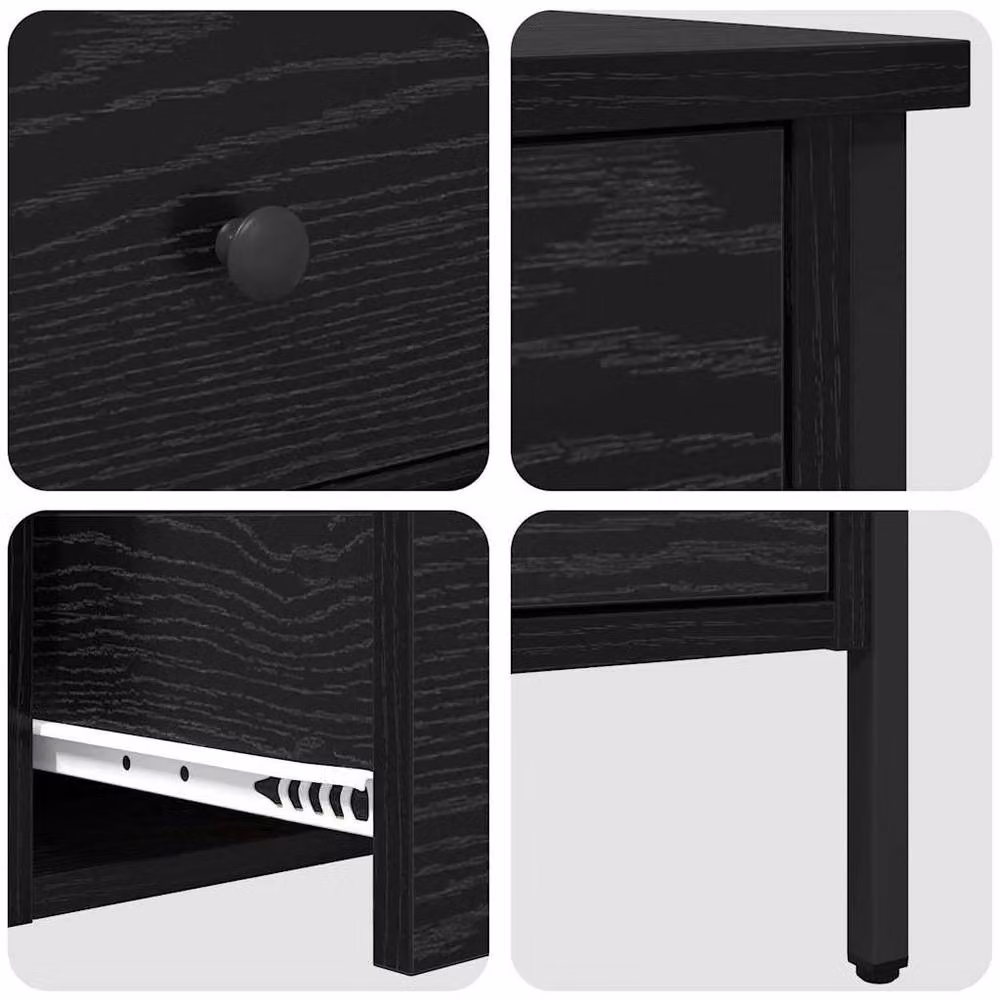 Berkfield Home Modern Bedside Cabinet in Black Oak, W/D/H: 40 x 42 x 50 cm – 5