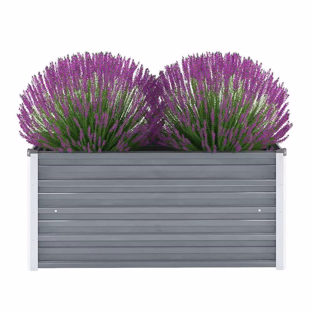 Berkfield Home Garden Grey Galvanised Steel Raised Bed W/D/H: 100 x 40 x 45 cm – 2