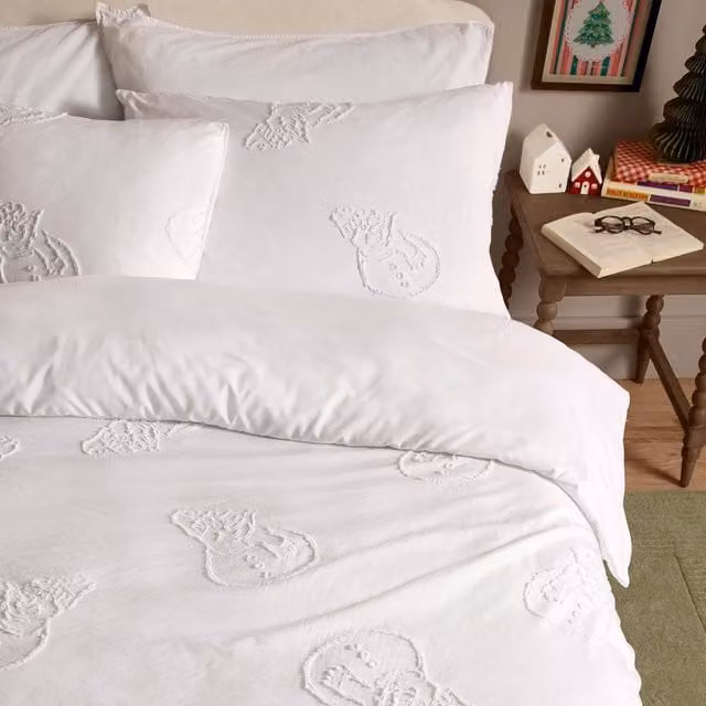 Duvet Day White Christmas Snowmen Soft Tufted Duvet Cover Set, 200 x 200 cm