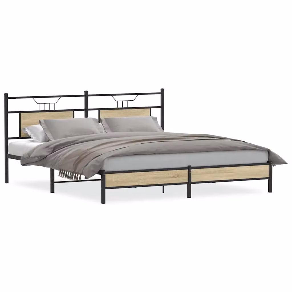 Berkfield Home Sonoma Oak Bed Frame in Brown, W/D/H: 160 x 200 cm – 2