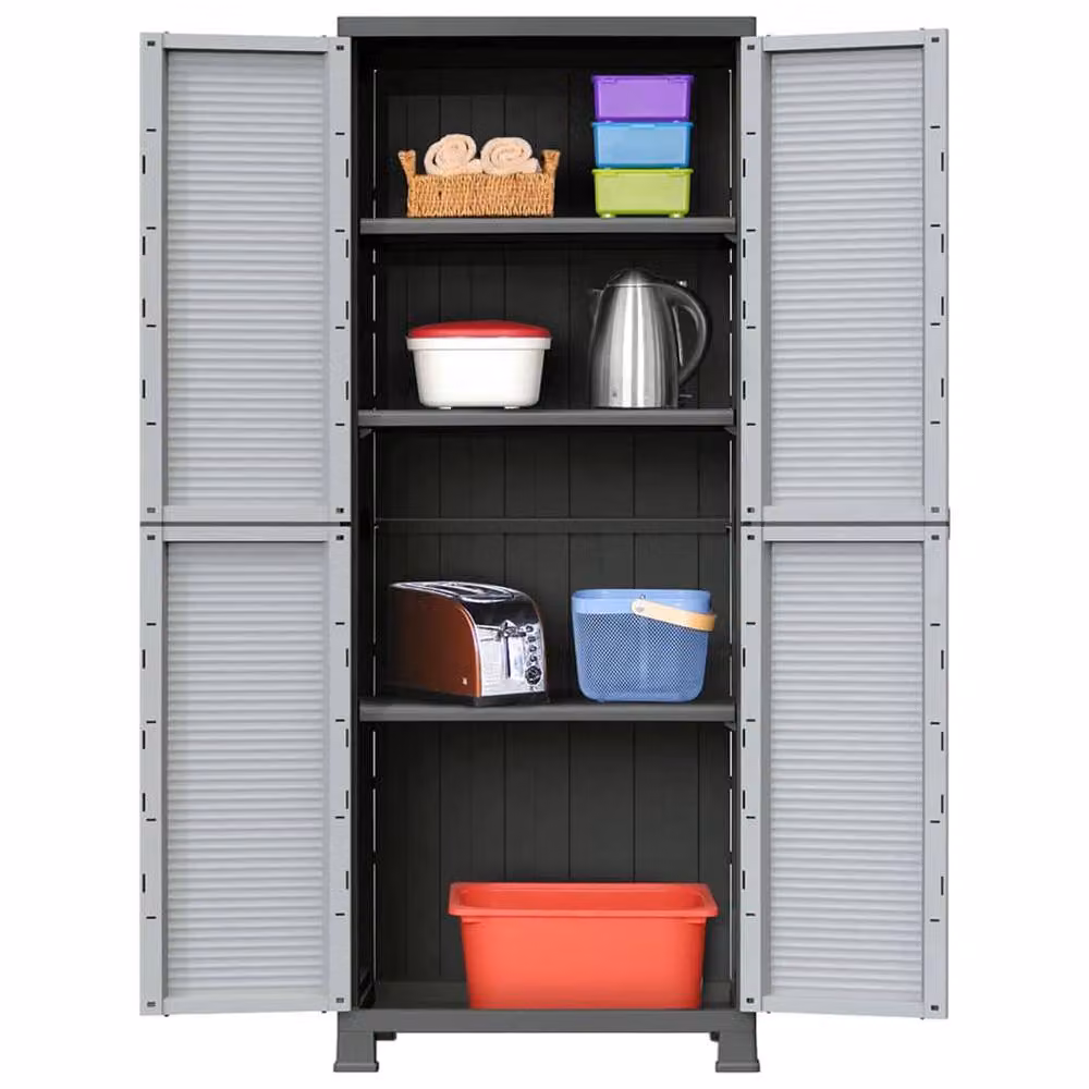 Berkfield Home Grey Plastic Cabinet with Internal Shelves and Hinged Doors, W/D/H: 68 x 39 x 171.5 cm – 2