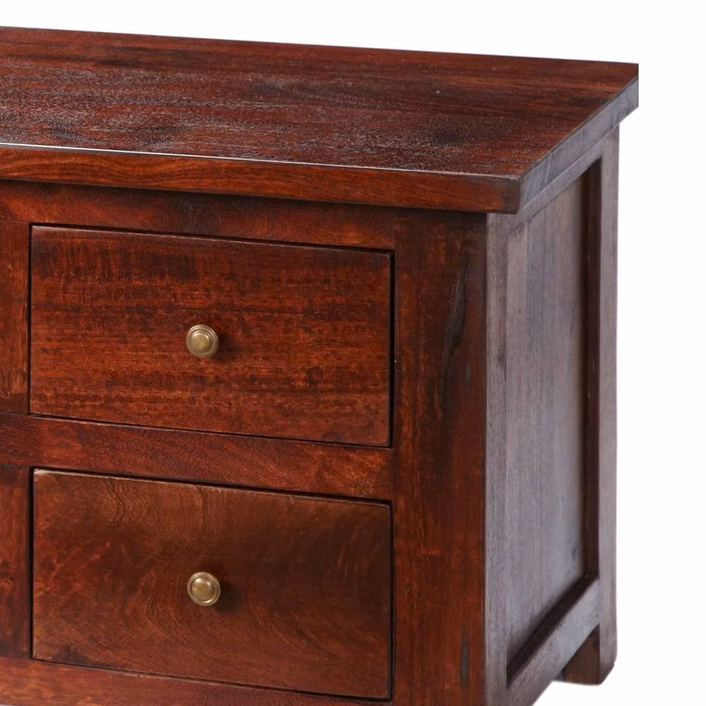 Wyld Haus Oxford Mahogany Mango Wood TV Unit with 4 Drawers and 2 Shelves in Brown – 3