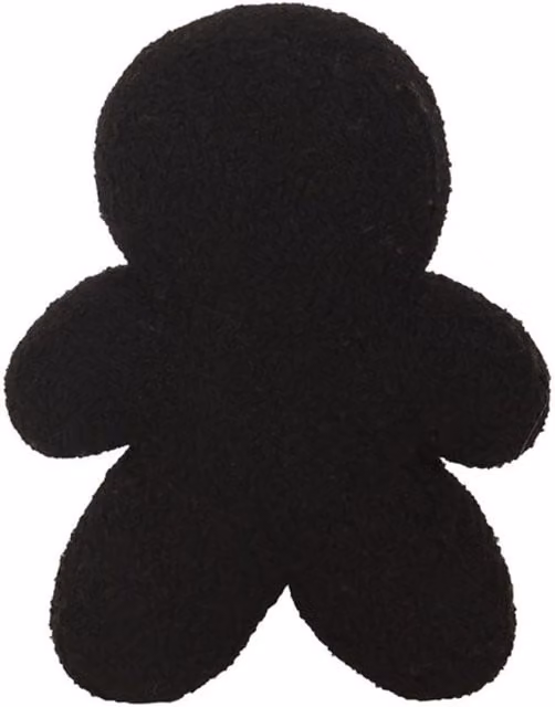 KDMK Spooky Gingerbread Man Cushion in Black Boucle for Gothic Festive Decor