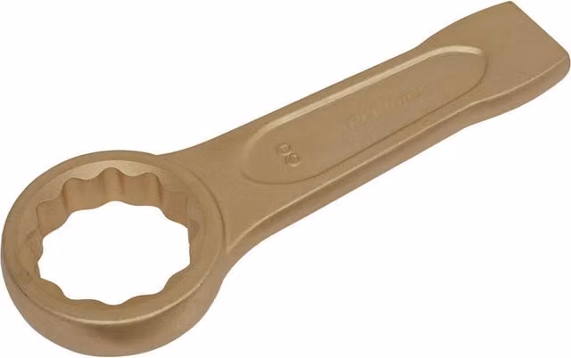 Loops Non-Sparking 60mm Ring End Slogging Spanner with Short Profile Striking End in Gold
