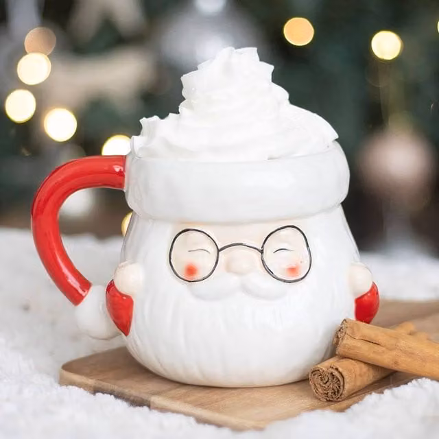 Uniqueful Santa Claus Shaped Ceramic Mug, Multicolour, 550 ml