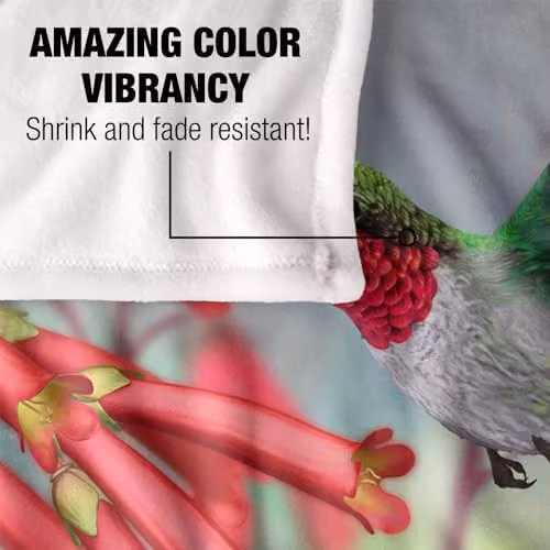 JQ Licensing Royce Mcclure Hummingbirds Silky Touch Super Soft Fleece Throw Blanket, White and Multicolour, W: 152 cm, D: 127 cm – 3