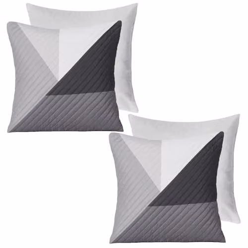 OHS Set of 2 Grey Abstract Pinsonic Square Throw Pillows with Removable Covers, 45 x 45 cm – 4