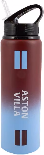 Aston Villa FC Maroon Aluminium Water Bottle with Straw and Carry Handle, 750 ml