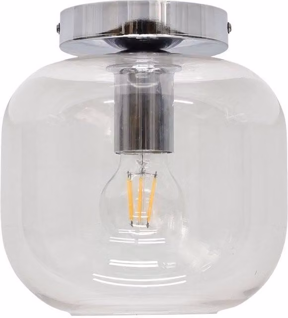 First Choice Lighting Bletch Modern Round Ceiling Light Fitting with Transparent Glass and Chrome Finish
