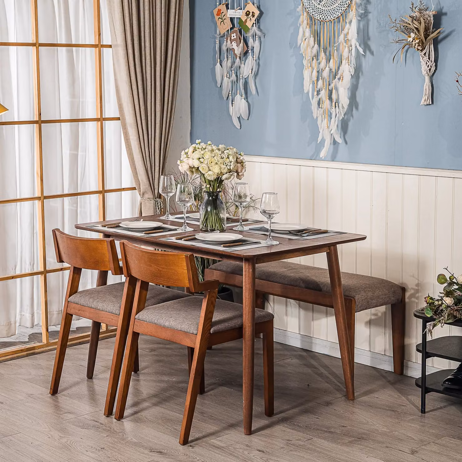 Nordlys Rectangular Wood Dining Table in Walnut Brown, Length: 120 cm – 1