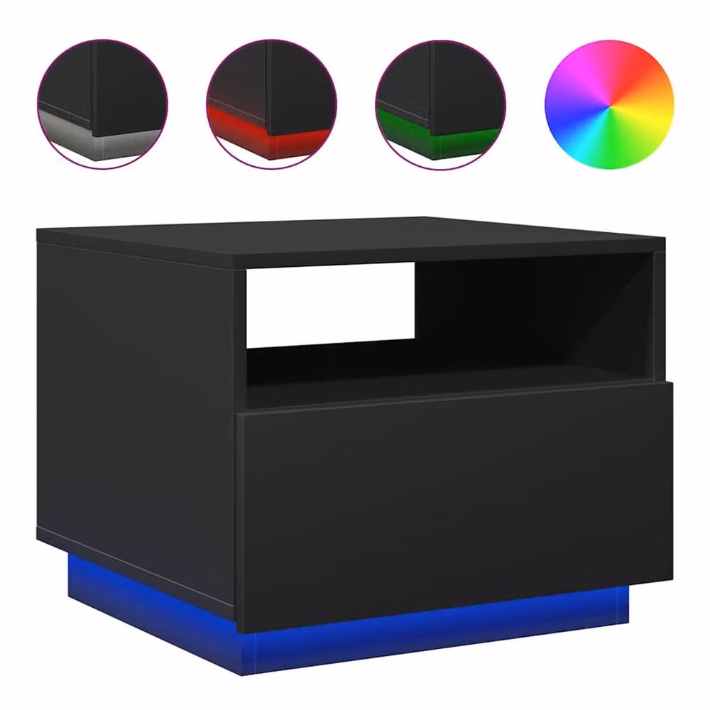 Berkfield Home Modern Coffee Table with LED Lights, Black, W: 50 cm, D: 49 cm, H: 40 cm – 2
