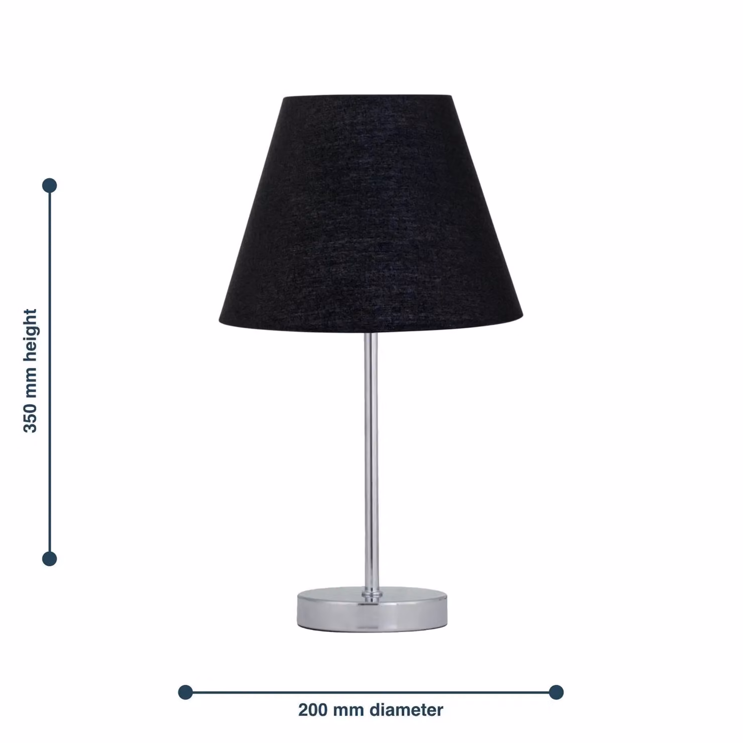 First Choice Lighting Chrome Stick Table Lamp with Black Fabric Shade – 3
