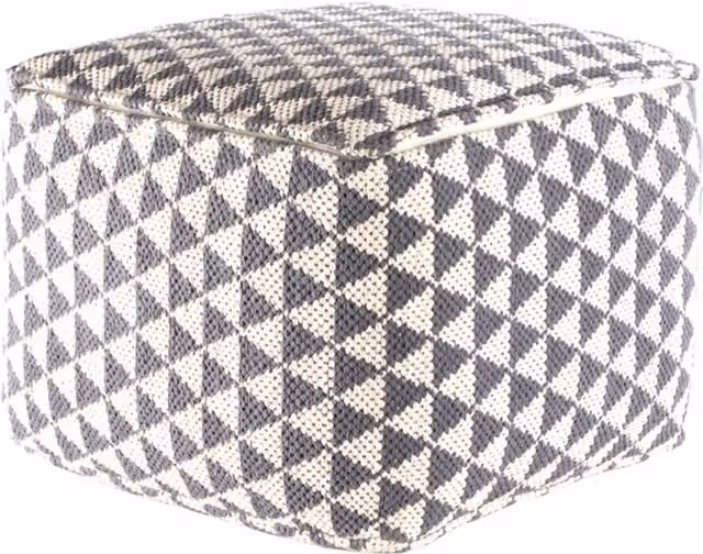MH London Beziers Triangles Pouffe in Grey, Ivory and Blue