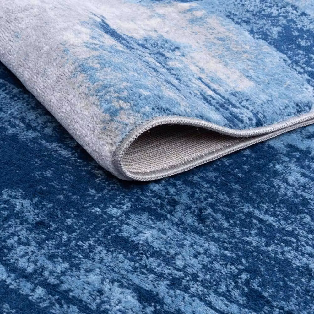 THE RUGS Elaris Stain Resistant Abstract Area Rug in Navy and Light Grey, W: 200 cm, D: 290 cm – 4