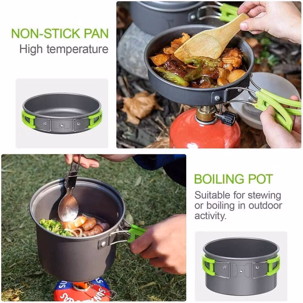 Nordara Non-Stick Portable Camping Folding Pot and Pan Set with Kettle, Dark Grey, W: 100 cm, H: 80 cm – 3