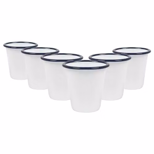 Argon Tableware Blue and White Enamel Tumblers, 300ml, Set of 6