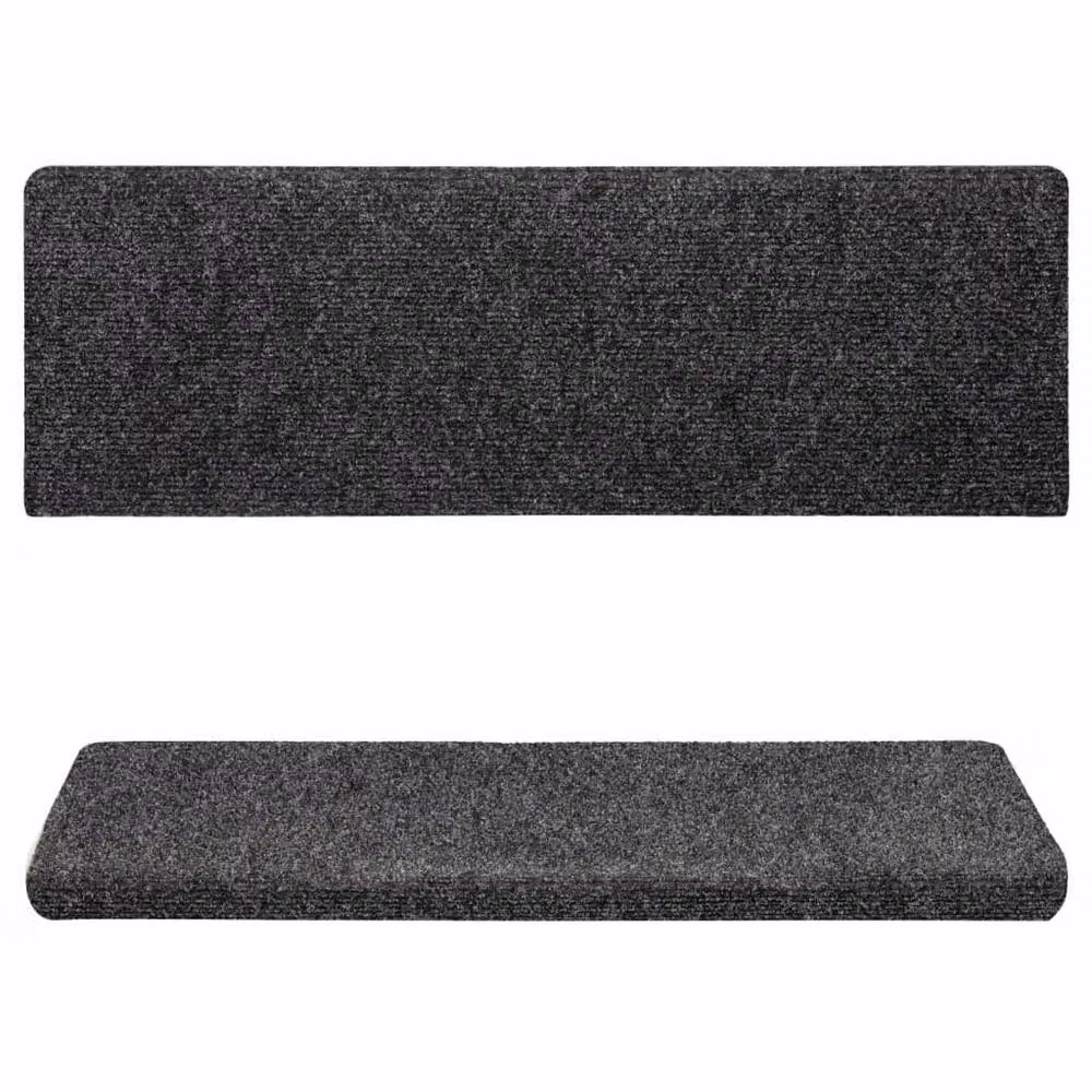 Berkfield Home Self-Adhesive Needle Punch Stair Mats, 15 Pack, Grey, W/D/H: 65 x 21 x 4 cm – 3