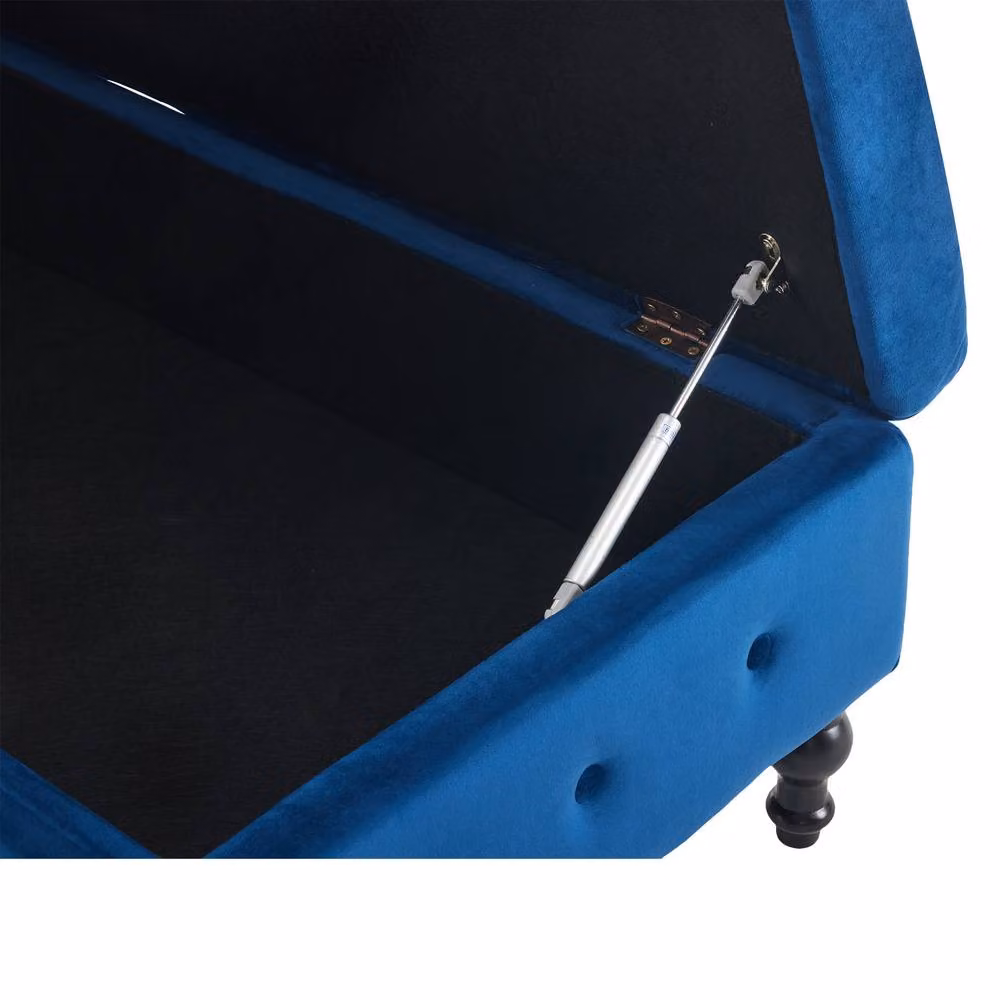 BTM Blue Velvet Chaise Lounge with Storage and Pillow, Right Armrest – 7