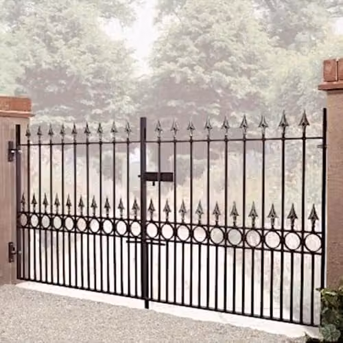 Burbage Iron Craft Balmoral Spear Top Low Double Driveway Swing Gate, Black, W: 243.8 cm, H: 116.8 cm