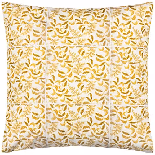 Paoletti Minton Tiles Outdoor Polyester Filled Cushion, Saffron Yellow, W/D/H: 55 x 55 x 55 cm
