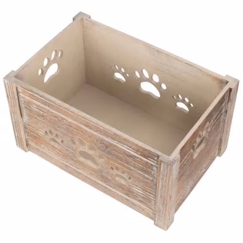 Red Hamper Open Weave Dog Toy Storage Box in Red and Brown with Wood Details, W/D/H: 30.0 x 25.0 x 34.5 cm – 1
