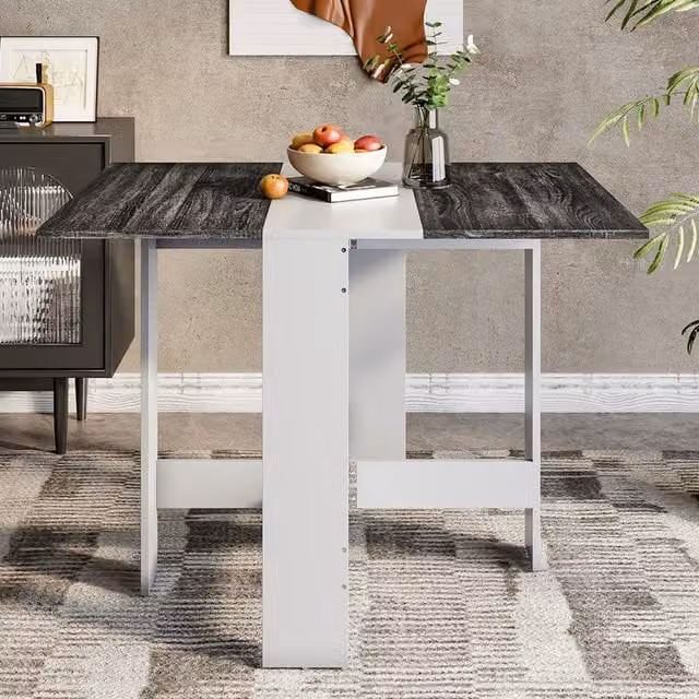 Livingandhome Grey Multipurpose Folding Drop Leaf Dining Table and Space Saving Desk