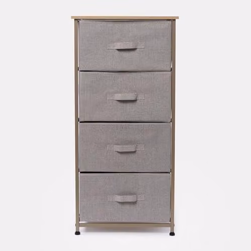OHS Brooklyn 4 Drawer Fabric Chest of Drawers, Beige