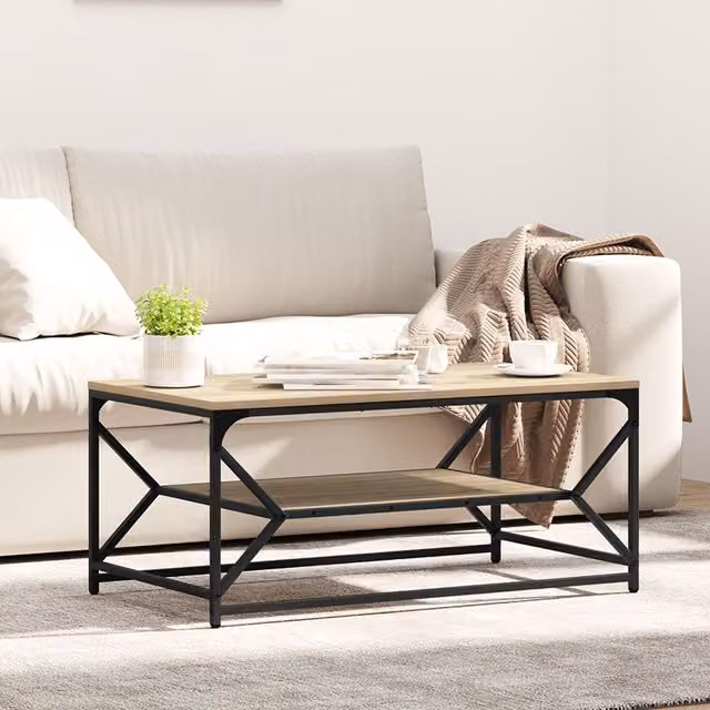 Berkfield Home Sonoma Oak Coffee Table with Shelf in Brown, W: 90 cm, D: 50 cm, H: 40 cm – 1