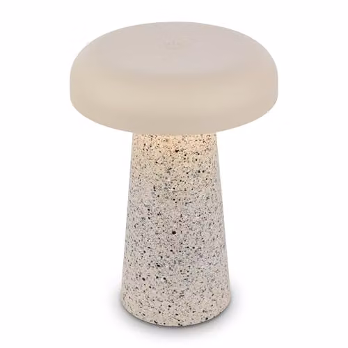 Briloner Rechargeable LED Table Lamp in Travertine Grey with Touch Dimmer and IP44 Rating, W/D/H: 12 x 12 x 17 cm – 1