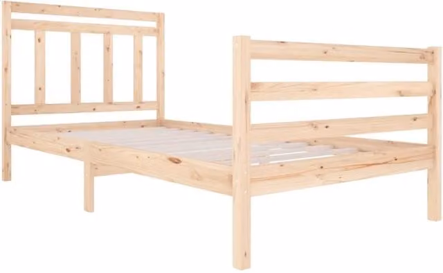 Berkfield Home Beautiful Solid Wood Pine Bed Frame in Natural, W/D/H: 100 x 200 x 106 cm