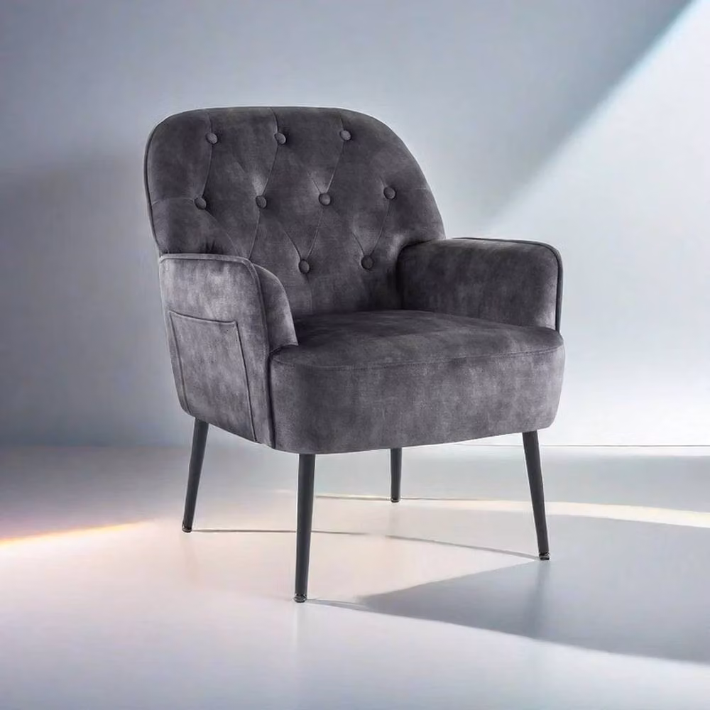 FORGEVIO Grey Mid Century Tub Armchair with Armrests – 2