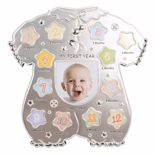 Happy Homewares My First Year Baby Sleep Suit Shaped Multi Picture Frame in Silver and Black – 1