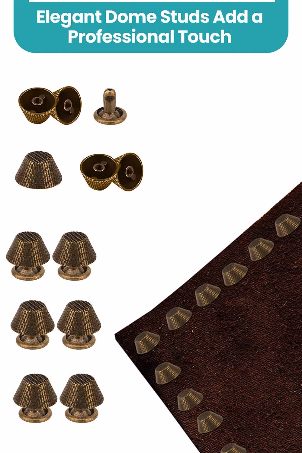 Neel Blue Etched Mushroom Bag Feet Rivets with 9mm Tubular Studs, 14mm, Bronze, 25pcs – 4