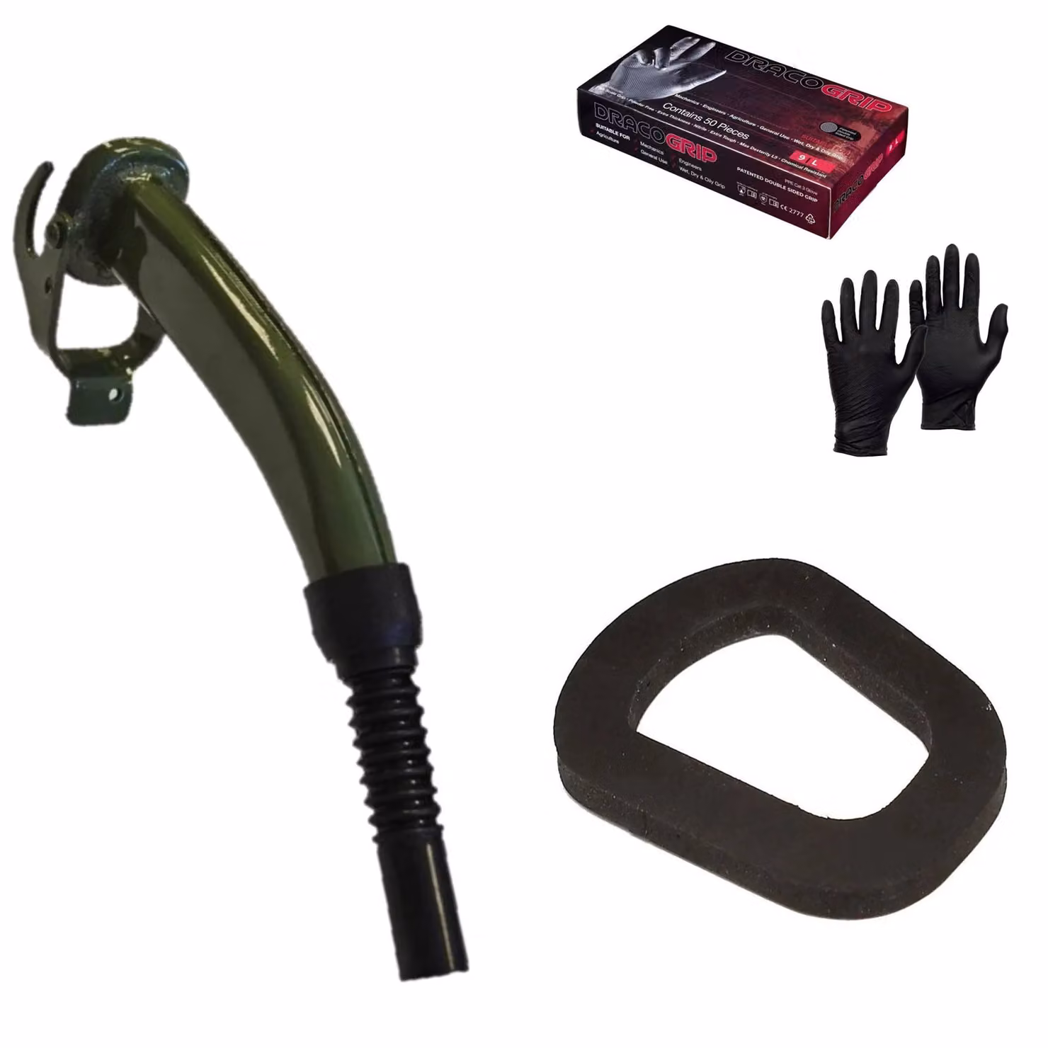 Pegdev Jerry Can Accessory Bundle with Metal Spout, Replacement Seal and Nitrile Gloves in Black – 3