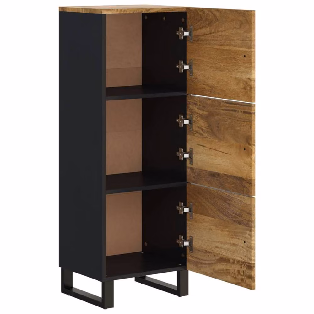 Berkfield Home Industrial Highboard with 3 Hinged Doors, Brown Mango Wood and Iron, W/D/H: 40 x 33 x 110 cm – 4