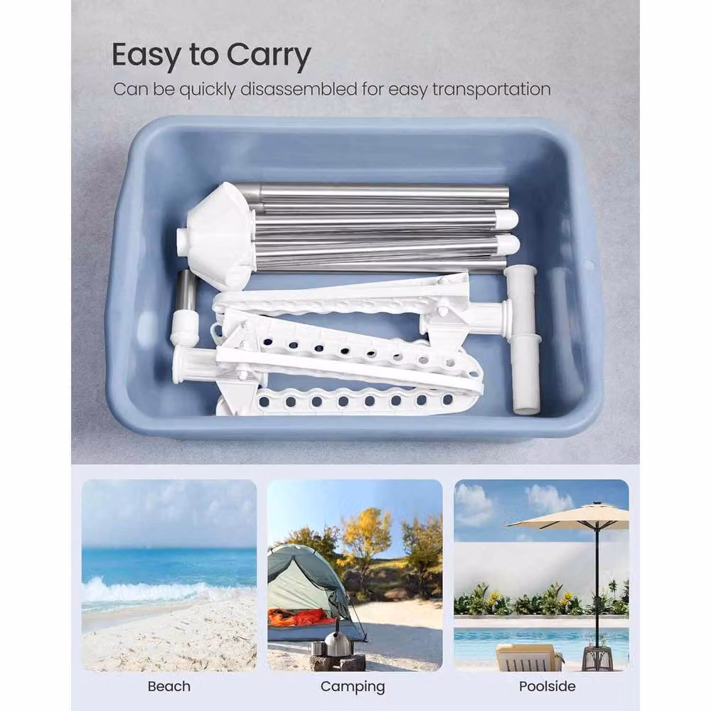 The Bazaarist Tall Foldable Clothes Drying Rack with Rotating Arms in White and Silver – 3