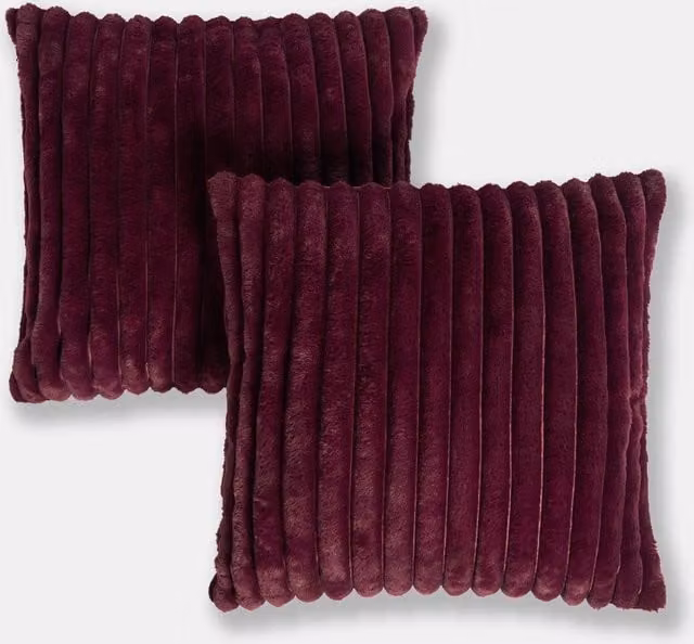 OHS Faux Fur Ribbed Square Cushion Covers, 2 Pack, Red/Purple, W/D/H: 45 x 45 x 45 cm – 5
