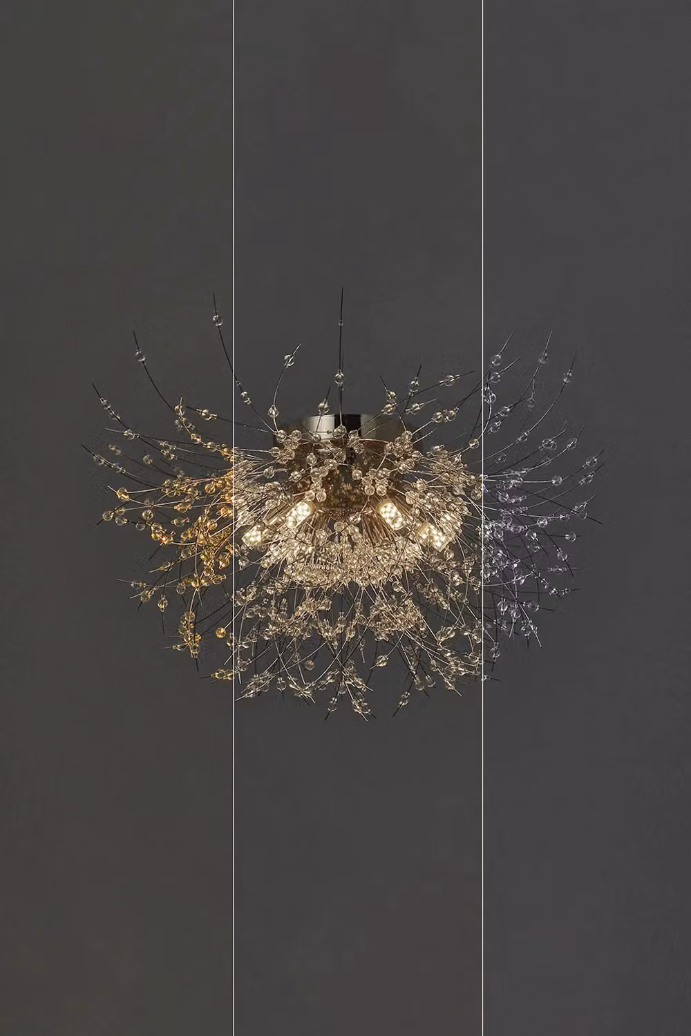 Living and Home Modern Sputnik Fireworks Flush Mount Ceiling Light in Gold and Crystal – 4