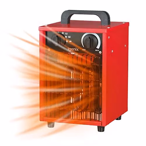 Igenix 2000W Freestanding Metal Fan Heater in Red