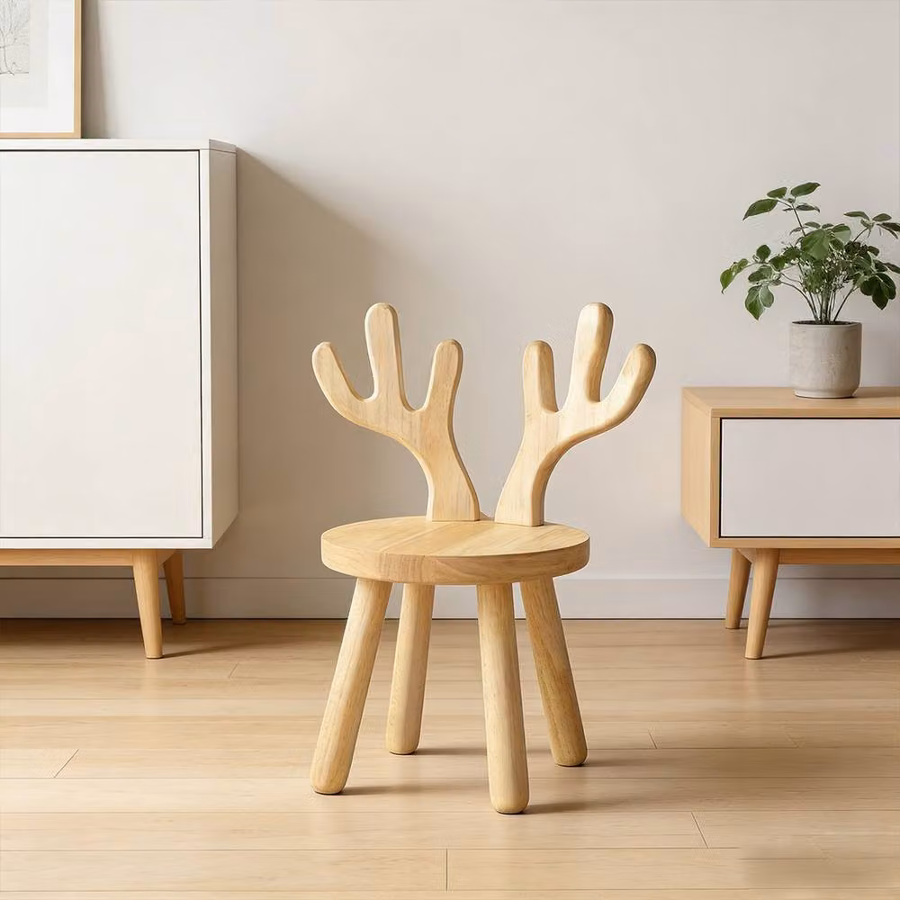 Ventryn Natural Solid Wood Animal Shaped Low Stool for Hallways – 2