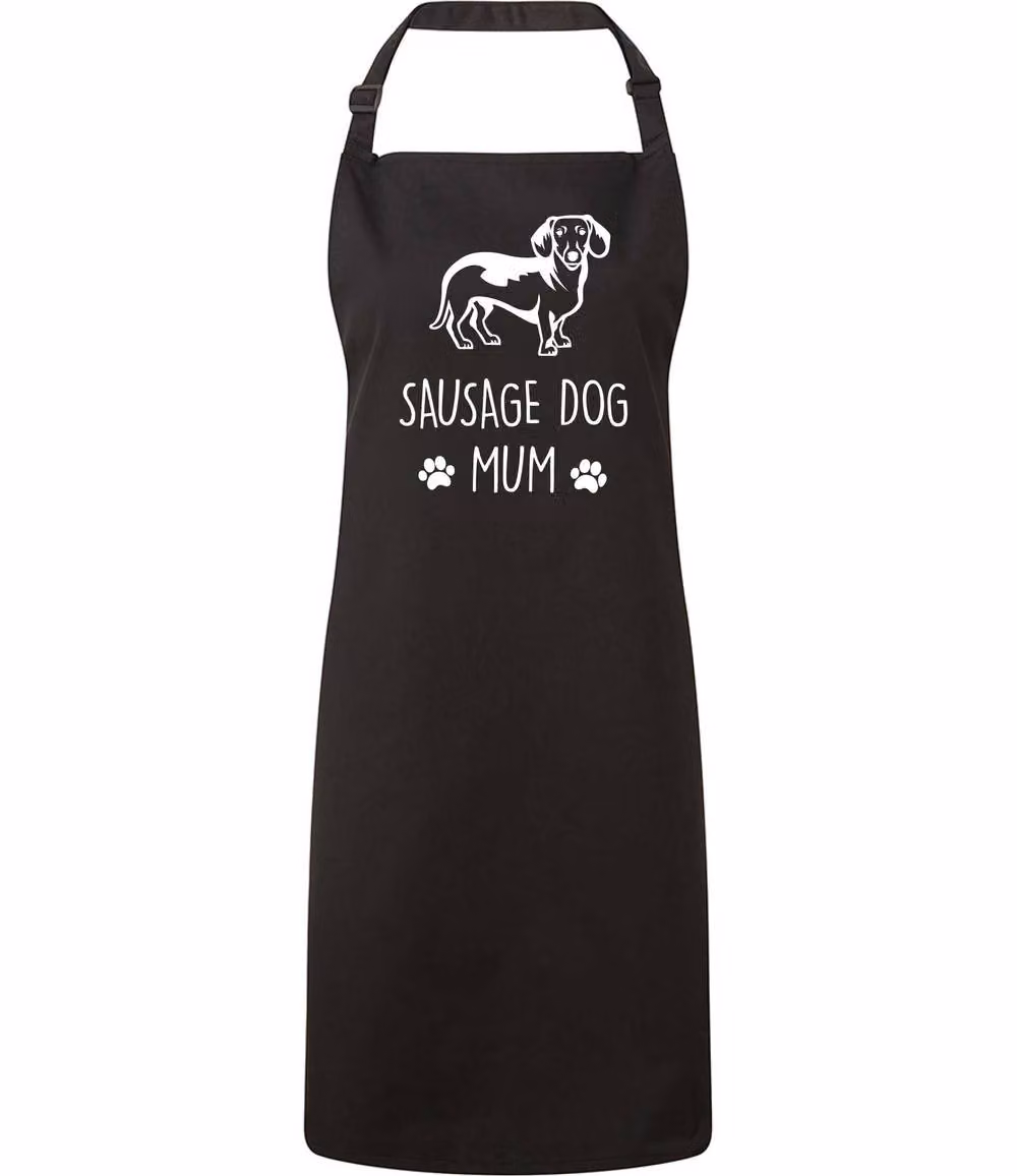 60 SECOND MAKEOVER Women's Sausage Dog Mum Apron in Black – 2
