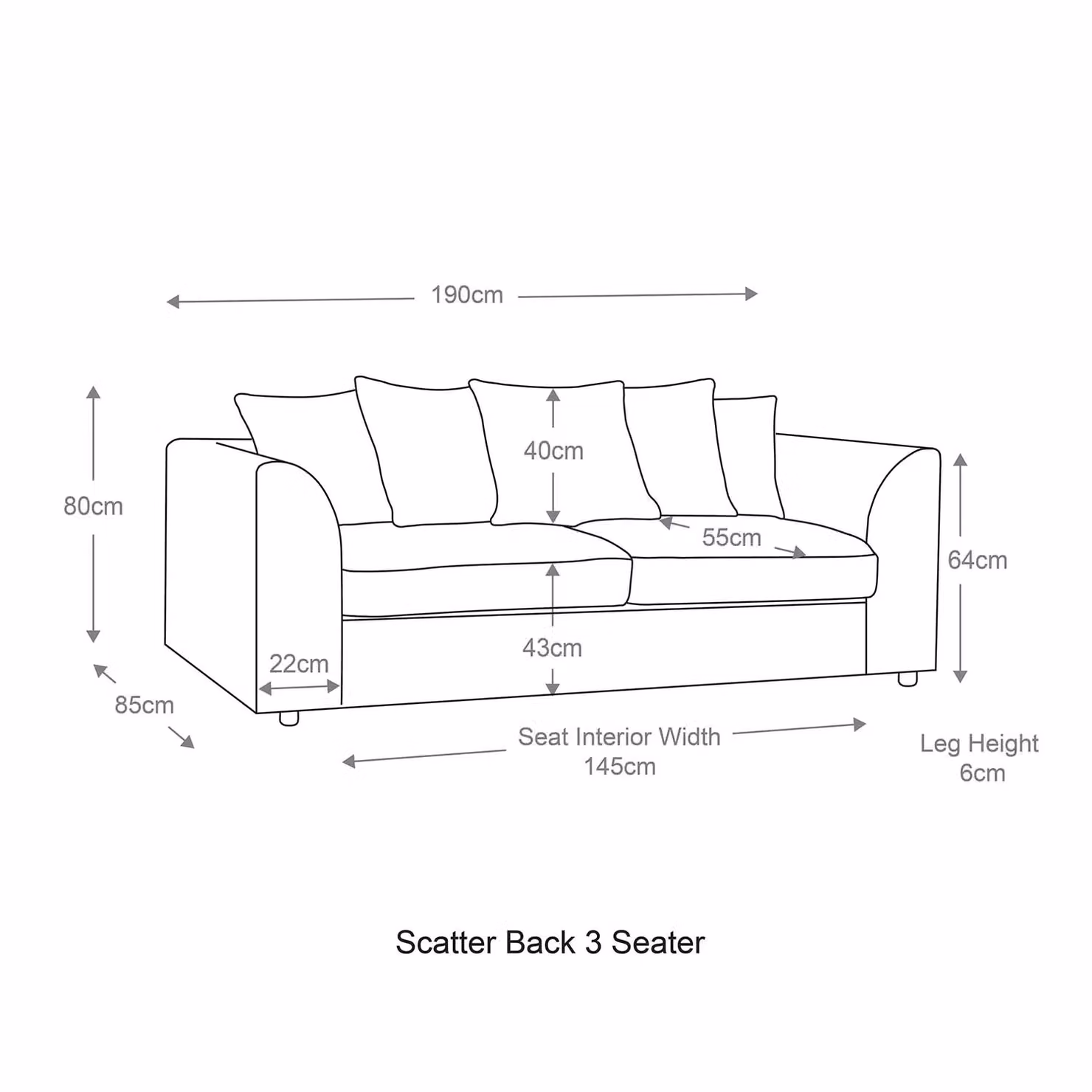 Luxor Living Blue Jumbo Cord Fabric 3 Seater Sofa with Scatter Cushions – 4