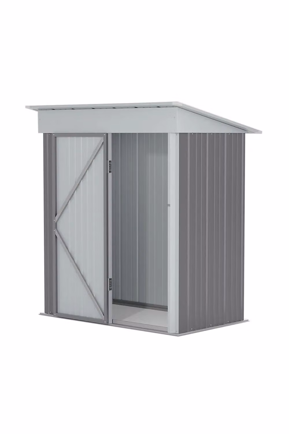 Garden Sanctuary Grey Metal Pent Outdoor Storage Shed with Lockable Door, W/D/H: 154.5 x 86.4 x 180.6 cm – 2