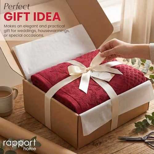 Rapport Home Versailles Jacquard 6-Piece Cotton Towel Bale Set in Red – 6